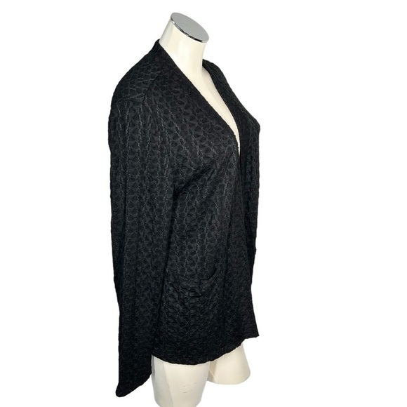 NWT HABITAT Shawl Pocket Jacket Black Cobblestone Knit Cardigan Size L - Picture 6 of 16